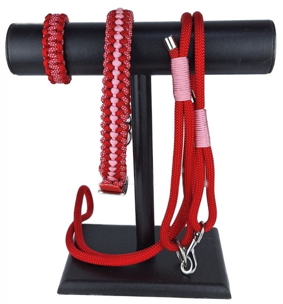Hundeleine "Elegance-Rot/Rosa"